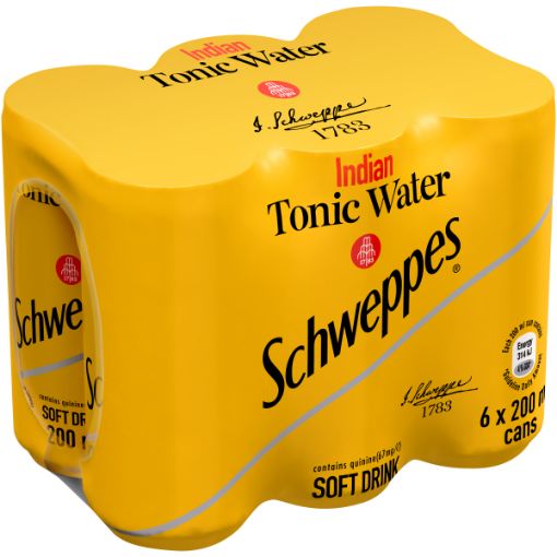 SCHWEPPES TONIC WATER CAN 200ML x 6
