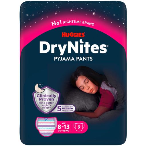 DRY NITES DIAPERS PYJAMA PANTS GIRLS 8-15YRS