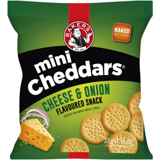 BAKERS BISCUITS MINI CHEDDAR CHEESE&ONION 33G