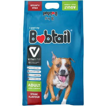BOBTAIL DOG FOOD SM ADULT MIN CHUNKS STEAK 8KG
