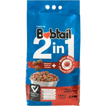 BOBTAIL DOG FOOD ADULT MOIST MEATY STEAK 6.5KG