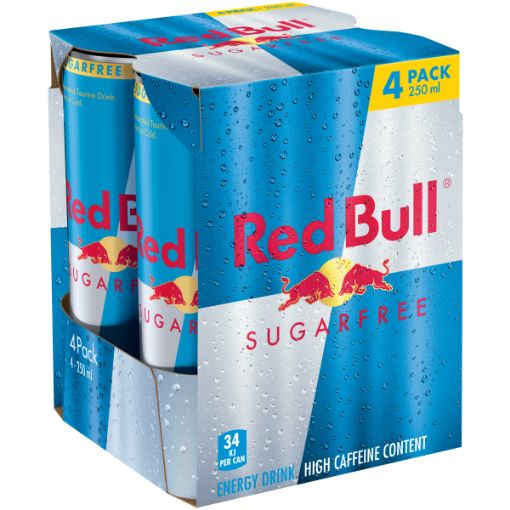 RED BULL ENERGY DRNK SUGAR FREE 250ML x 4