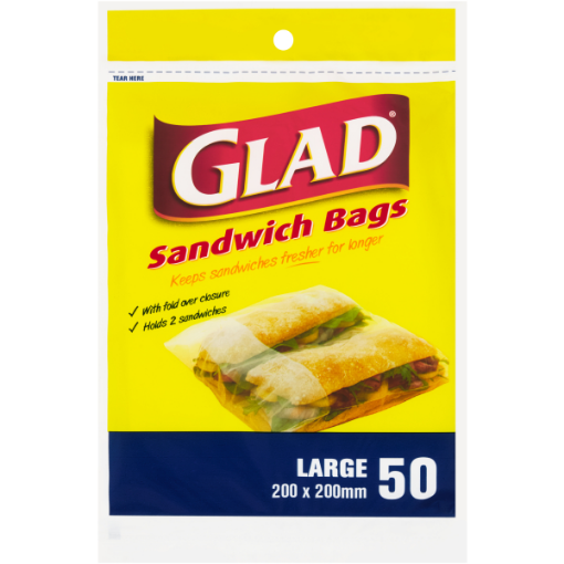 GLAD SANDWICH BAGS LARGE  1 x 50`S