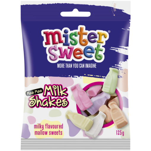 MISTER SWEET SOUR GLOW WORMS MOO MILKSHAKES  1 x 125G