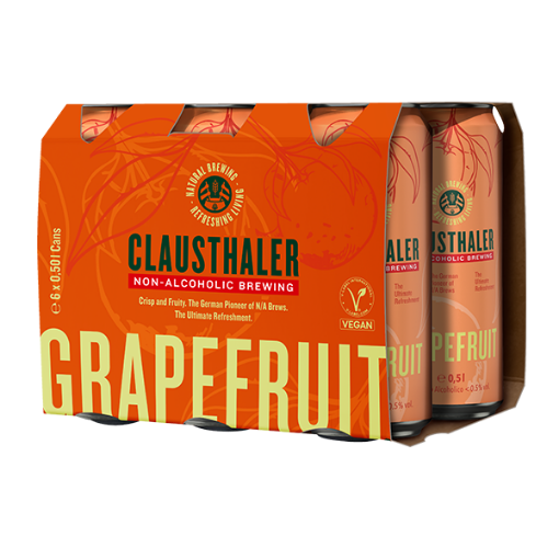 CLAUSTHALER BEER ALC/FR GRAPEFRUIT  6 x 500ML x 6